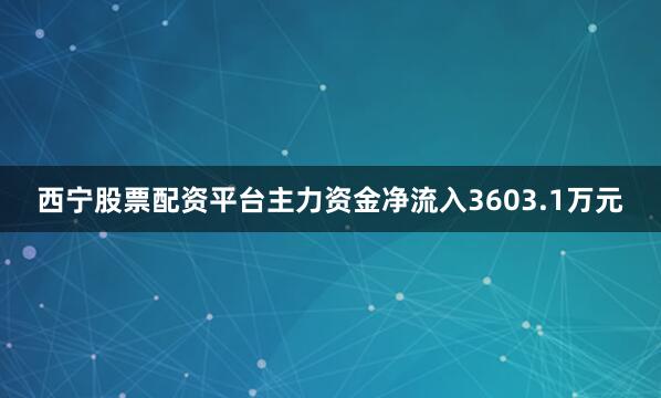 西宁股票配资平台主力资金净流入3603.1万元